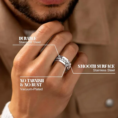Miniatura 3 de FASACCO 12 piezas de anillos de ansiedad para hombres y mujeres - Anillos giratorios para aliviar la ansiedad y el estrés, con flores, luna