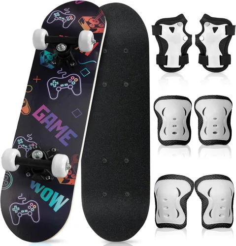Miniatura 20 de Honoson Juego de 7 piezas de rodilleras, coderas y muñequeras para patinetas para principiantes y niños pequeños