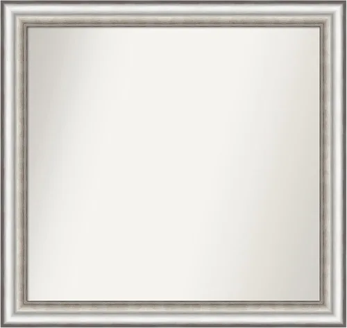 Miniatura 255 de Amanti Art Espejo de baño plateado para sobre el fregadero, 26 x 26 pulgadas, espejo cuadrado de plata antigua, marco de madera tradicional mediano