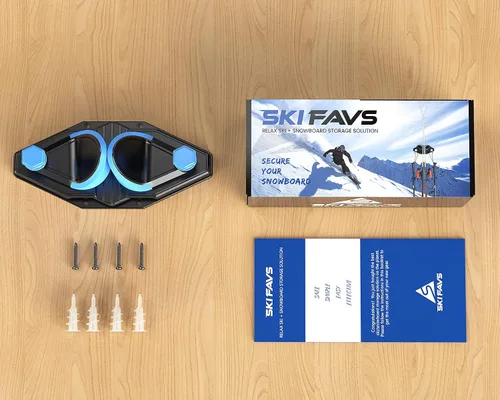 Miniatura 8 de Skifavs Soporte de pared de esquí, estante de almacenamiento de pared de snowboard, estante de esquí y snowboard para pared de garaje, estante