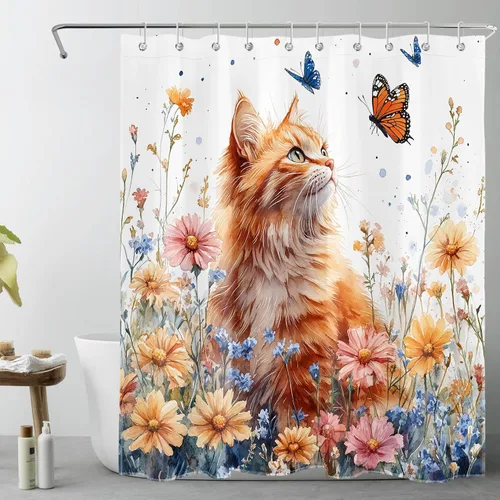 Miniatura 8 de LB Get Naked - Cortina de ducha pequeña de 48 x 68 pulgadas, forro de cortina de ducha de tamaño medio azul y rosa, cortinas de ducha estrechas