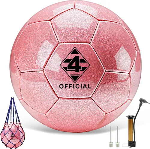 Miniatura 5 de Glitter Soccer Ball Size 4 with Pump & Needle/Mesh Bag, Sofu PU Soccer Ball Kit for Indoor Outdoor Practicing Training Playing Gift Teens Youth