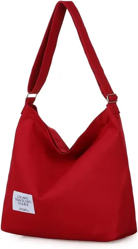 Miniatura 105 de Covelin - Bolsa de hombro informal de lona para mujer, estilo bohemio y retro, bolsa de mano, bolso cruzado, tamaño grande