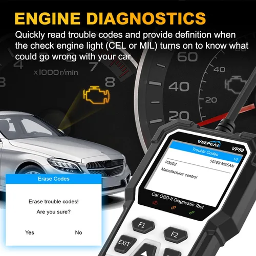 Miniatura 2 de Herramienta de diagnóstico OBD2 de Veepeak con reinicio, lector de códigos de verificación del motor para coches y camionetas ligeras desde 1996+