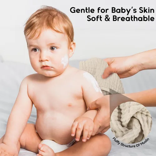 Miniatura 4 de Unnivoll Paños de muselina para eructos para bebé, 100% algodón, para niños y niñas, grandes, 20 x 10 pulgadas, extra suaves y absorbentes, paquete