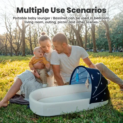 Miniatura 3 de Cuna portátil para bebé, moisés de viaje para recién nacidos y bebés, adecuado para transporte en interiores y exteriores, ligero, plegable