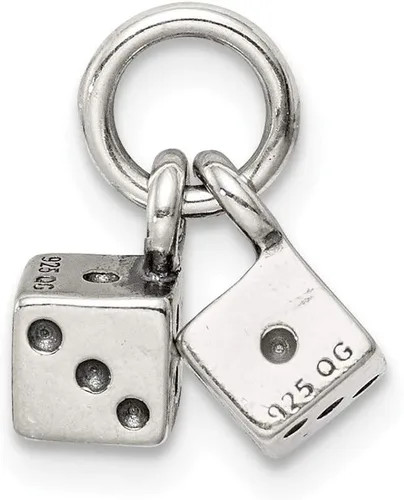 Miniatura 3 de Colgante de plata de ley 925 maciza con dije de dados antiguos de 0.433 in, Metal