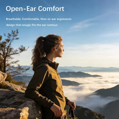 Miniatura 3 de Essonio Auriculares abiertos inalámbricos Bluetooth 6.0, DT9.0 con sonido direccional con ganchos para las orejas 35H tiempo de reproducción ENC