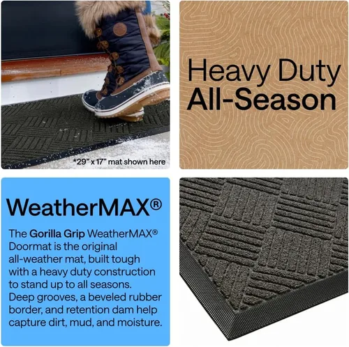 Miniatura 3 de Gorilla Grip WeatherMax - Tapete de pasillo para todas las estaciones, impermeable, 72 x 24 pulgadas, goma natural duradera, resistente a manchas