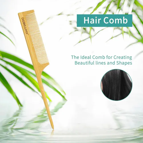 Miniatura 4 de DEBETOOL Juego de cepillo y peine de bambú para cabello para mujeres, hombres y niños, cepillo de púas anchas de madera de bambú natural y peine