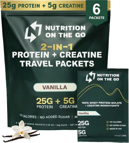 Miniatura 15 de Nutrition On The Go - Paquetes de proteína aislada de suero con creatina – 25g de proteína + 5g de creatina – Polvo de proteína de porción única