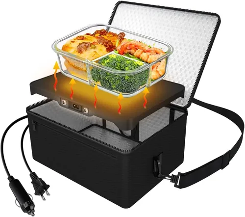 Horno portátil, 12 V, 24 V, 110 V, calentador de alimentos para automóvil, portátil, mini horno personal, lonchera eléctrica con calefacción para