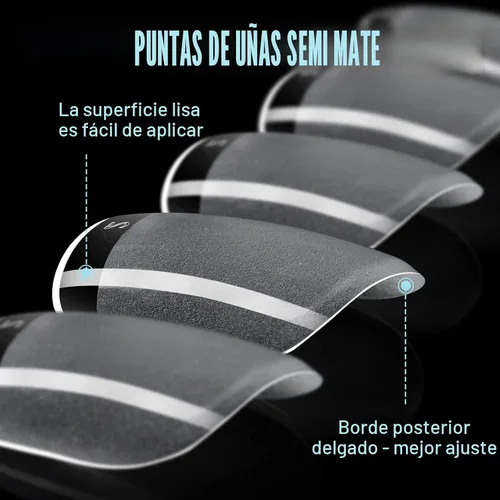 Miniatura 6 de TOMICCA Puntas de uñas cortas cuadradas extra cortas, 192 unidades, uñas postizas, 12 tamaños, uñas acrílicas transparentes para principiantes y 192