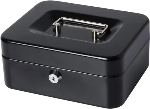 Miniatura 14 de Caja de dinero pequeña con bandeja de dinero y cerradura, caja de dinero de metal para efectivo, caja de seguridad de 7.87 x 6.3 x 3.54 pulgadas