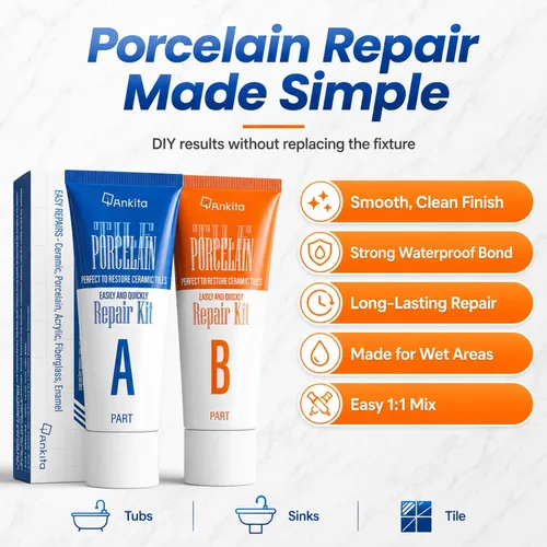 Miniatura 6 de Kit de reparación de porcelana blanco, kit de reparación de astillas y grietas de fregadero y azulejos de alto brillo para reparar rápidamente