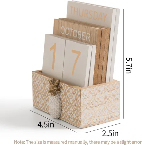 Miniatura 2 de Calendario de bloques para escritorio, calendario perpetuo de escritorio de madera, regalo diario, bloques de madera vintage para el hogar, granja