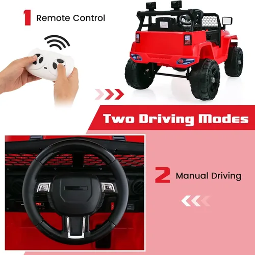 Miniatura 5 de OLAKIDS - Camioneta de paseo para niños, vehículo eléctrico de 12 V con control remoto, juguete a batería para niños pequeños con 2 velocidades