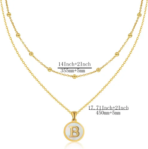 Miniatura 2 de ASHFUHZL Initial Necklaces for Women,18K Gold Silver Rose Gold Shell Letter Necklaces for Girls,Coin Pendants Stainless Steel Layered Initial