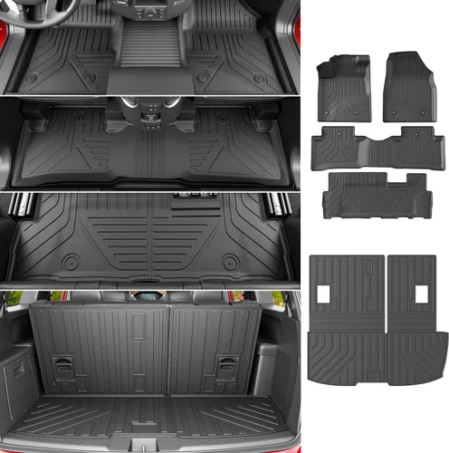 Miniatura 9 de powoq Tapete de suelo compatible con Honda Pilot 2016-2022 con alfombrilla de respaldo, forro de carga de repuesto para accesorios Honda Pilot
