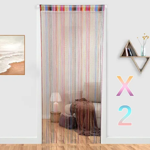 Paquete de 2 cortinas de 39 x 79 pulgadas con cuentas, estilo hippie, divisores de habitación para privacidad, decoración bohemia para puertas, 18