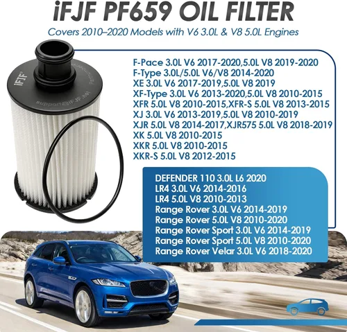 Miniatura 2 de iFJF PF659 Filtro de aceite de reemplazo para Jaguar V6 3.0L F-Type 2014-2020 XJ 2013-2019 Land Rover LR4 2010-2013 V8 5.0L Reemplaza CH10992 L36290