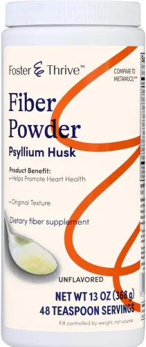 Foster & Thrive Suplemento diario de polvo de cáscara de psyllium, fibra 4 en 1 para laxante de salud digestiva, alivia el estreñimiento ocasional,