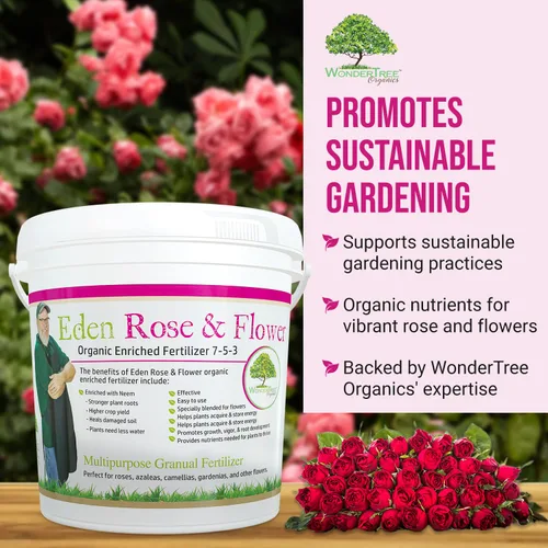 Miniatura 7 de Eden Rose & Flower Fertilizante orgánico enriquecido Alimento para plantas de neem-7-5-3 fórmula enriquecida para el mejor crecimiento de flores