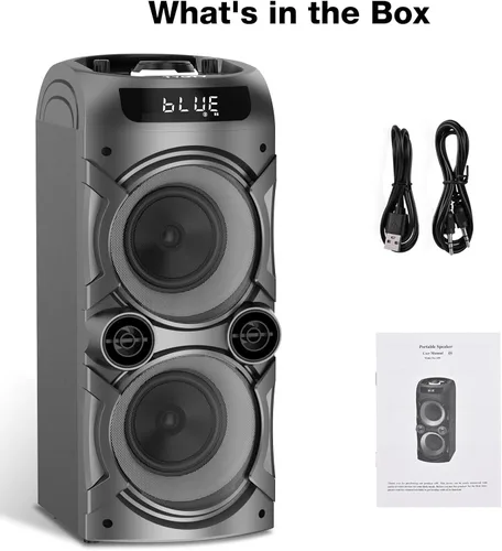 Miniatura 9 de Bocina Bluetooth portátil TYOTY 100W potente inalámbrica Boombox con emparejamiento TWS, sonido estéreo fuerte, graves profundos, grandes altavoces