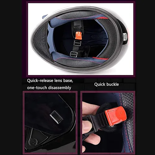 Miniatura 7 de Casco de motocicleta para niñas y mujeres, casco Bluetooth con orejas de gato, certificado por DOT, casco de motocicleta de cara completa, casco