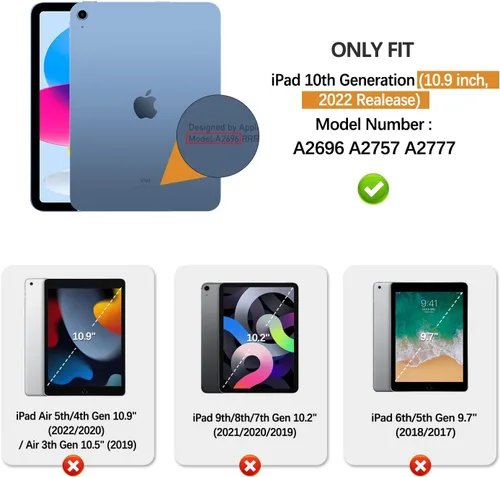 Miniatura 2 de Funda para iPad de 10ª generación 2022 iPad de 10.9 pulgadas, visión multiángulo y encendido automático/apagado automático, funda protectora de piel