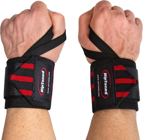 Rip Toned Muñequeras de 18" – Correas de muñeca respaldadas por la USPA para levantamiento de pesas – Soporte de muñeca de calidad – Ajustables, Rojo