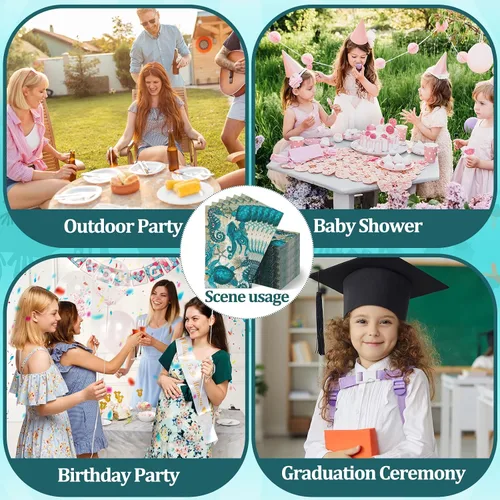 Miniatura 5 de Sinmoe 200 servilletas desechables para invitados, toallas de mano de playa de verano para baño, servilletas de papel desechables de 2 capas