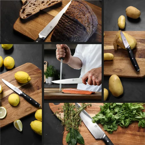 Miniatura 6 de MasterChef - Juego de cuchillos de chef con bolsa, juego de rollo de cuchillos con 5 cuchillos de cocina de calidad profesional para cocina precisa