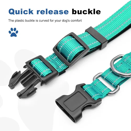 Miniatura 7 de Collares de perro Martingala reflectantes. Collar de perro con hebilla de liberación rápida. Collar ajustable de nailon transpirable acolchado suave