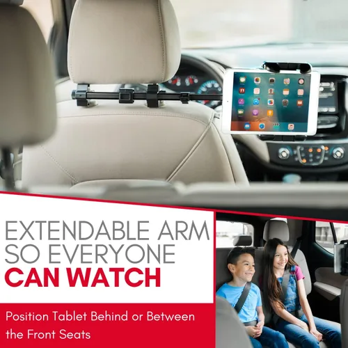 Miniatura 4 de Macally Soporte para reposacabezas de automóvil, esenciales para viaje por carretera, para niños, soporte para tablet de asiento trasero