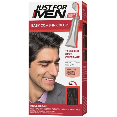 Miniatura 8 de Just For Men Easy Comb-In Color - Tinte para el cabello para hombre, fácil aplicación sin mezcla, con aplicador de peine, marrón oscuro, A-50