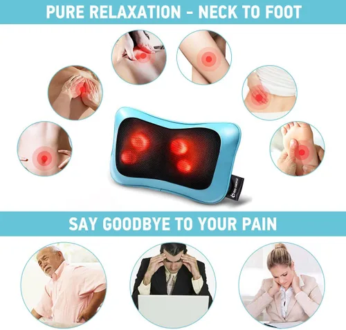 Miniatura 9 de Mo Cuishle Masajeador eléctrico Shiatsu de espalda con calor, potente amasamiento 3D para cuello, hombros, alivio del dolor de espalda baja, diseño