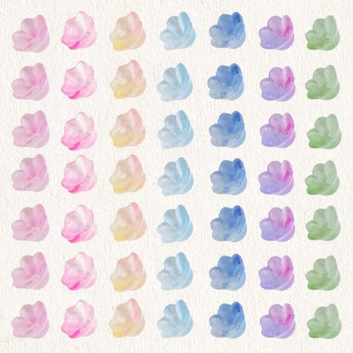 Miniatura 9 de Cuentas de flores, 140 cuentas de cristal sueltas de trompeta mixta, cuentas de vidrio sueltas de campana, cuentas espaciadoras con agujero