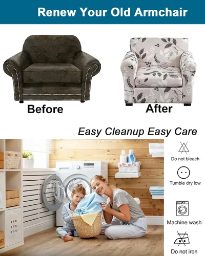 Miniatura 4 de CRFATOP Fundas elásticas para sillón de 2 plazas suaves con diseño floral para perros, fundas elásticas para sillón de 1 plaza, fundas lavables