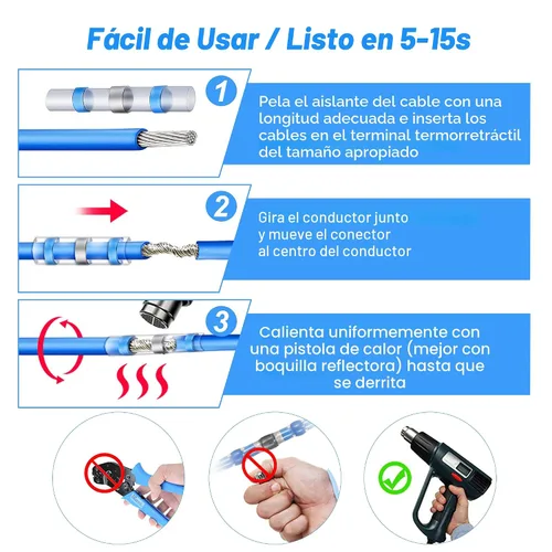 Miniatura 5 de Kuject 200 PCS Conectores Termorretráctiles de Sellado de Soldadura a Tope, Kit de Conectores de Cable Impermeables Terminales Eléctricos, Conector