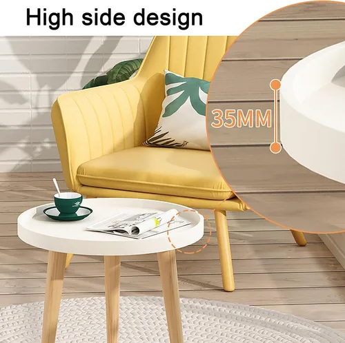 Miniatura 6 de Mesa auxiliar redonda, bandeja para mesita de noche, mesa auxiliar para sala de estar, dormitorio, espacios pequeños, patas de haya