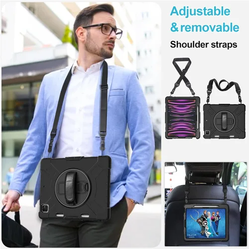 Miniatura 5 de Funda para iPad Pro de 12.9 2022/2021/2020/2018: Funda para iPad Pro 12.9 6ª/5ª/4ª/3ª generación con protector de pantalla, soporte para lápices