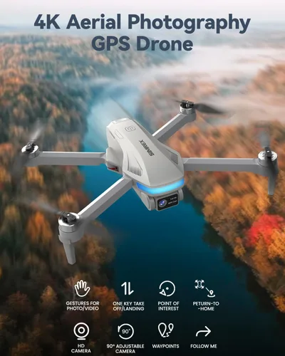 Miniatura 2 de SIMREX Dron GPS con cámara para adultos 4K, sin escobillas para principiantes, WiFi FPV plegable 5G, retorno automático, flujo óptico y retención