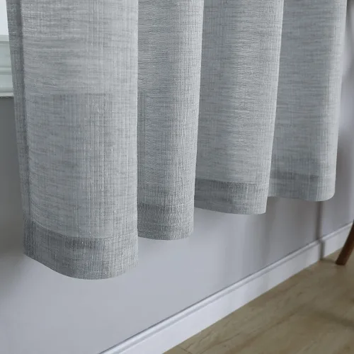 Miniatura 7 de Cortinas blancas y grises de 84 pulgadas de largo para sala de estar, 2 paneles con ojales, cortinas semitransparentes de arpillera de lino