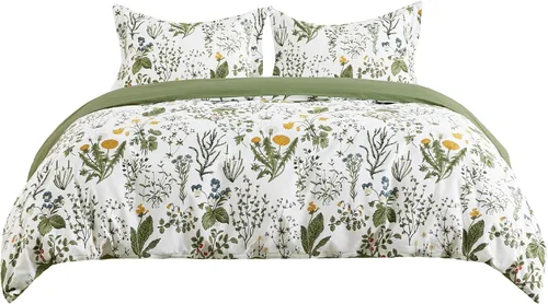 Miniatura 7 de Bedsure - Juego de funda de edredón para cama individual - Juego de funda de edredón reversible de flores de algodón 100 % con cierre de cremallera