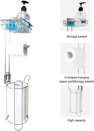 Miniatura 3 de Estante de baño de metal para papel higiénico, estante movible, estante de pañuelos Freetanding, estante organizador de piso, estante organizador
