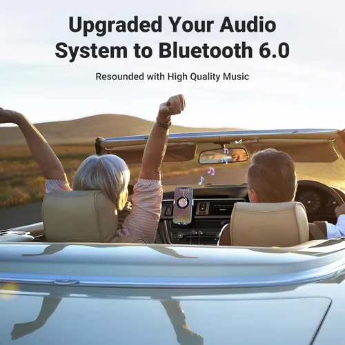 Miniatura 3 de UGREEN Adaptador Aux a Bluetooth 6.0 Receptor Bluetooth de 3.5mm para Coche Kit USB 2.0 a Conector de 3.5mm con Micrófono Integrado Entrada Auxiliar
