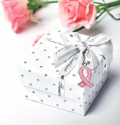 Miniatura 4 de 50 dijes colgantes de cinta rosa para concientización sobre el cáncer de mama para la fabricación de joyas de apoyo al cáncer de mama