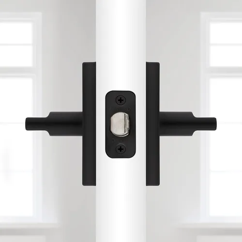 Miniatura 4 de Kwikset Halifax - Manija de puerta de paso interior, palanca para puertas de armario y pasillo, manija reversible sin bloqueo, color negro mate