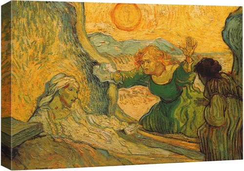Miniatura 30 de Van Gogh - Lienzo con diseño giclée de olivos con cielo amarillo y sol, arte de pared de galería, estirado y enmarcado, listo para colgar, 24 x 36